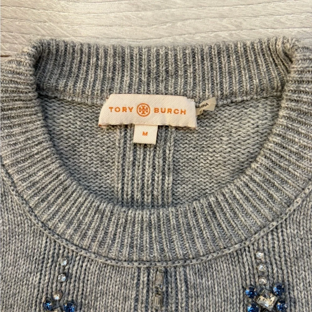 Tory Burch Gray Embellished Women's Sweater M